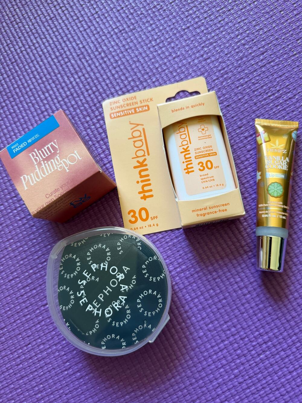New Makeup Lot Sephora, Hempz Lip Balm, thinkbaby SPF, Fwee Pudding Pot Bundle